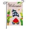 Garden Flag Welcome Gnome with Watermelon Slice 12x18 inch Blockout Fabric Double Sided