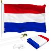 Combo Pack 6 Feet Tangle Free Spinning Flagpole White Netherlands Dutch Flag 3x5 ft Printed 150D Brass Grommets (Flag Included) Aluminum Flag Pole