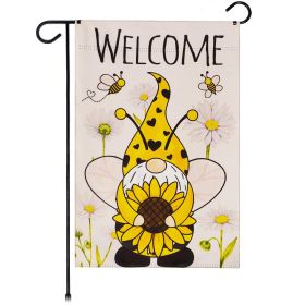 Garden Flag Welcome Bee Gnome with Sunflower 12x18 inch Blockout Fabric Double Sided