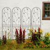 4 Pack Metal Garden Trellis 86.7" x 19.7" Rustproof Trellis for Climbing Plants Outdoor Flower Support Butterfly Deco Black