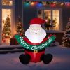 5.8FT Lighted Christmas Inflatable Decoration, Inflatable Santa Claus Holding Banner
