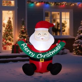 5.8FT Lighted Christmas Inflatable Decoration, Inflatable Santa Claus Holding Banner