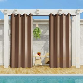 Brown Polyester 50 in. W x 108 in. L Tap Top Blackout Curtain (Double Panel), Silencer clip