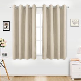 34 in. W x 84 in. L Blackout Curtains with Grommet Top Room Darkening Noise Reducing, Beige(1 Panel), Silencer clip