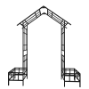 Metal Garden Arch with Adjustable Width W68.11''~W94.29'' Climbing Plants Support Rose Arch Outdoor Black