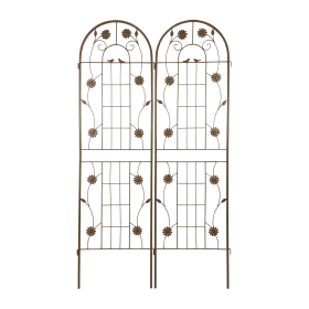 2 Pack Metal Garden Trellis 71" x 19.7" Rustproof Trellis for Climbing Plants Outdoor Flower Support Brown