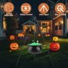 Halloween Witch Cauldron Decoration Set, Metal Tripod with Skeleton & 2 String Lights, Easy Install Outdoor Indoor Decor for Porch Yard Garden Party