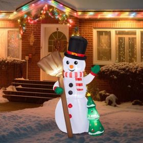 6.2FT Lighted Christmas Inflatable Decoration, Inflatable Snowman Holding Groom