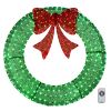 60in Pre-Lit Outdoor Christmas Wreath Decoration, LED Metal Holiday Decor for Home Exterior, Garden w/ 400 Lights, Bow - Green/Red