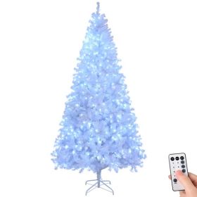8 FT Pre-lit Artificial Christmas Tree, Hinged Xmas Pine Tree with 1500 Branch Tips, 500 Lights and Remote Control for Holiday Party Office Home