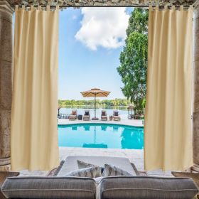 Beige Outdoor Thermal Grommet Blackout Curtain - 50 in. W x 96 in. L, 6 Tab top (3" Long) fit to most standard curtain rods