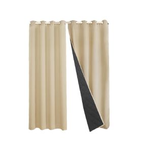 1 Panel Ivory Smooth 52 in. W x 96 in. L Blackout Thermal-Insulated Room Darkening Cold Protection Curtain for Winter