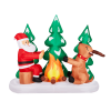 9FT Lighted Christmas Inflatable Decoration, Inflatable Santa and Reindeer Around Campfire