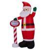 8.2FT Lighted Christmas Inflatable Decoration, Inflatable Santa with North Pole Road Sign