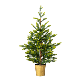 2 Pack 4 FT Dual Tone Artificial Christmas Tree with Pot Stand, Potted Xmas Pine Tree with 119 Branch Tips for Holiday Party Office Home, Green