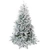 7 FT Pre-lit Snow Flocked Christmas Tree, Artificial Hinged Xmas Pine Tree with 1100 Branch Tips, 400 Lights for Holiday Party Office Home