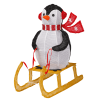 2.2FT Lighted Penguin Riding Sleigh Christmas Decorations
