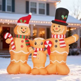 6.3FT Lighted Christmas Inflatable Decoration, Inflatable Gingerbread Man Family