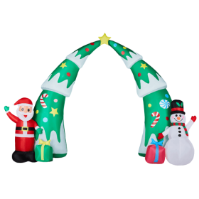 15FT Lighted Christmas Inflatable Archway, Inflatable Christmas Tree Arch with Santa and Snowman