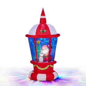 7.3FT Lighted Christmas Inflatable Decoration, Inflatable Lighthouse with Santa and Penguin