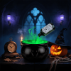 Halloween Floating Potion Bottle Decor with Witch Cauldron - 2-in-1 USB-Powered Green Mist Maker & 4 LED Lights, IPX8 Waterproof