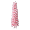 7.5 FT Snow Flocked Hinged Christmas Tree, Artificial Pencil Christmas Tree