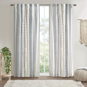 Cotton Printed Curtain Panel with Chenille Stripe and Lining 50x108"
