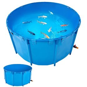 VEVOR Canvas Fish Pond, 818 Gal Capacity Above Ground Fish Pond, Foldable PVC Koi Tank, Round Goldfish Tank with Stable Frame and Drain Valve