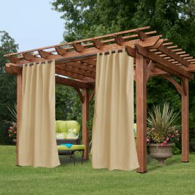 Beige Polyester Novelty 50 in. W x 96 in. L Thermal Tie Top Outdoor Blackout Curtain