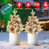 2PCS 50 LED Solar Artificial Christmas Tree - Lifelike Design with 2 Lighting Modes, 600mAh Battery 4H Fast Charge