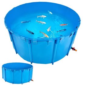 VEVOR Canvas Fish Pond, 1320 Gal Capacity Above Ground Fish Pond, Foldable PVC Koi Tank, Round Goldfish Tank with Stable Frame and Drain Valve