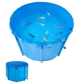 VEVOR Canvas Fish Pond, 448.8 Gal Capacity Above Ground Fish Pond, Foldable PVC Koi Tank, Round Goldfish Tank with Stable Frame and Drain Valve
