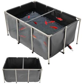 VEVOR Canvas Fish Pond, 270 Gal Above Ground Fish Pond, PVC Koi Tank with Clear Viewing Panel