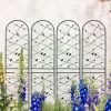 4 Pack Metal Garden Trellis 86.7" x 19.7" Rustproof Trellis for Climbing Plants Outdoor Flower Support Bird Deco Black