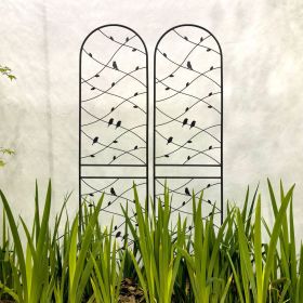 2 Pack Metal Garden Trellis 86.7" x 19.7" Rustproof Trellis for Climbing Plants Outdoor Flower Support Bird Deco Black