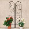 2 Pack Metal Garden Trellis 86.7" x 19.7" Rustproof Trellis for Climbing Plants Outdoor Flower Support Dragonfly Deco Black