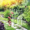 Metal Garden Arch with Gate 79.5'' Wide x 86.6'' High Climbing Plants Support Rose Arch Outdoor Cream White