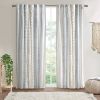 Cotton Printed Curtain Panel with Chenille Stripe and Lining White/Navy 50x84"