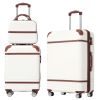 Hardshell Luggage Sets 3 Pieces 20"+24" Luggages and Cosmetic Case Spinner Suitcase with TSA Lock Lightweight,White