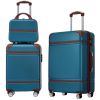 Hardshell Luggage Sets 3 Pieces 20"+24" Luggages and Cosmetic Case Spinner Suitcase with TSA Lock Lightweight,Blue