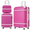 Hardshell Luggage Sets 3 Pieces 20"+24" Luggages and Cosmetic Case Spinner Suitcase with TSA Lock Lightweight,Pink