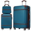 Hardshell Luggage Sets 3 Pieces 20"+28" Luggages and Cosmetic Case Spinner Suitcase with TSA Lock Lightweight,Blue