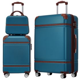 Hardshell Luggage Sets 3 Pieces 20"+28" Luggages and Cosmetic Case Spinner Suitcase with TSA Lock Lightweight,Blue