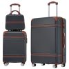 Hardshell Luggage Sets 3 Pieces 20"+28" Luggages and Cosmetic Case Spinner Suitcase with TSA Lock Lightweight,Black