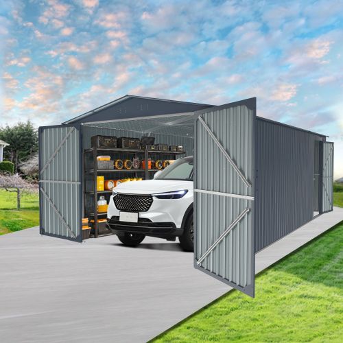 Outdoor Storage Shed 20x13 FT, Metal Garage Shed Backyard Utility Tool House Building with 2 Doors and 4 Vents for Car,Truck,Bike, Garbage Can,Tool Outdoor Storage Shed 20x13 FT, Metal Garage Shed Backyard Utility Tool House Building with 2 Doors and 4 Vents for Car,Truck,Bike, Garbage Can,Tool