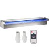 VEVOR Pool Fountain Stainless Steel, Pool Waterfall 23.6\" x 4.5\"" x 3.1\""(W x D x H) with LED Strip Light"