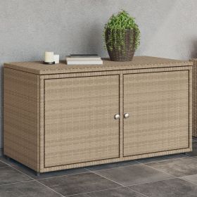 Garden Storage Cabinet Beige PE Rattan 41.3 in x 21.7 in x 23.8 in