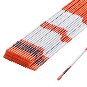 VEVOR Driveway Markers, 100 PCS 48 inch, 0.31-in Diameter, Orange Fiberglass Poles Snow Stakes with Reflective Tape