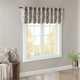 Fretwork Print Grommet Top Window Valance Grey/White 50x18"