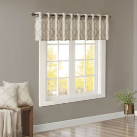 Fretwork Print Grommet Top Window Valance Beige/Grey 50x18"